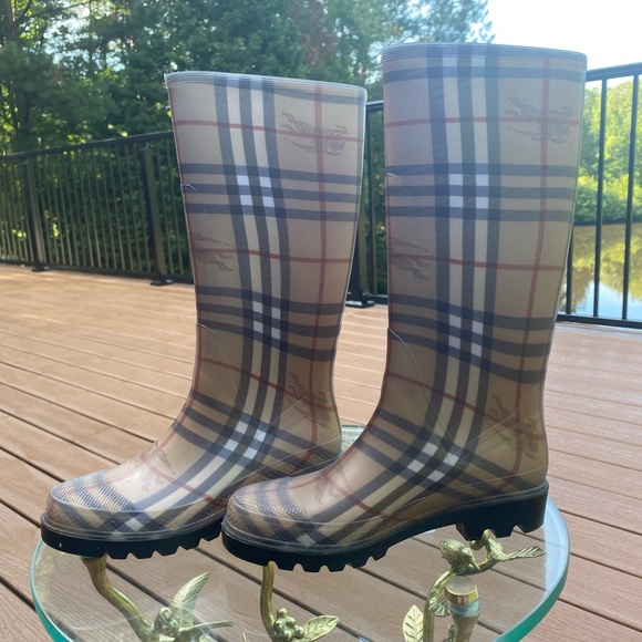 burberry nova check rain boots